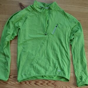 Nike Men's Dri-Fit Bright Lime Green Half-Zip Fleece Running Top - Size Small
